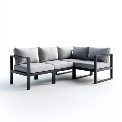 Canapé de jardin aluminium 210x150x75 cm - Gris-Noir - Pour extérieur - Style moderne-Licordanest