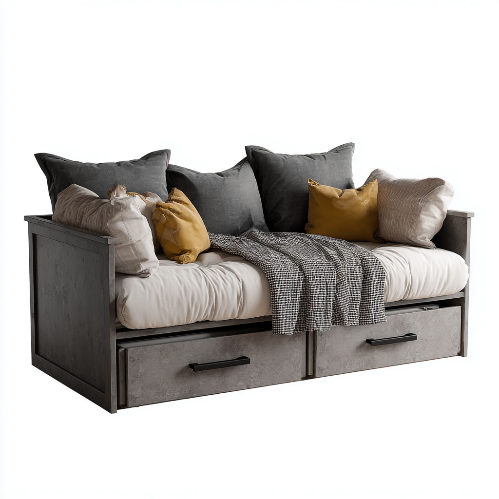 Canapé lit en bois avec tiroirs 200x90x75 cm - Gris foncé - Design moderne pour salon et chambre-Licordanest