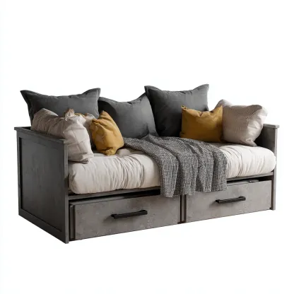 Canapé lit en bois avec tiroirs 200x90x75 cm - Gris foncé - Design moderne pour salon et chambre-Licordanest