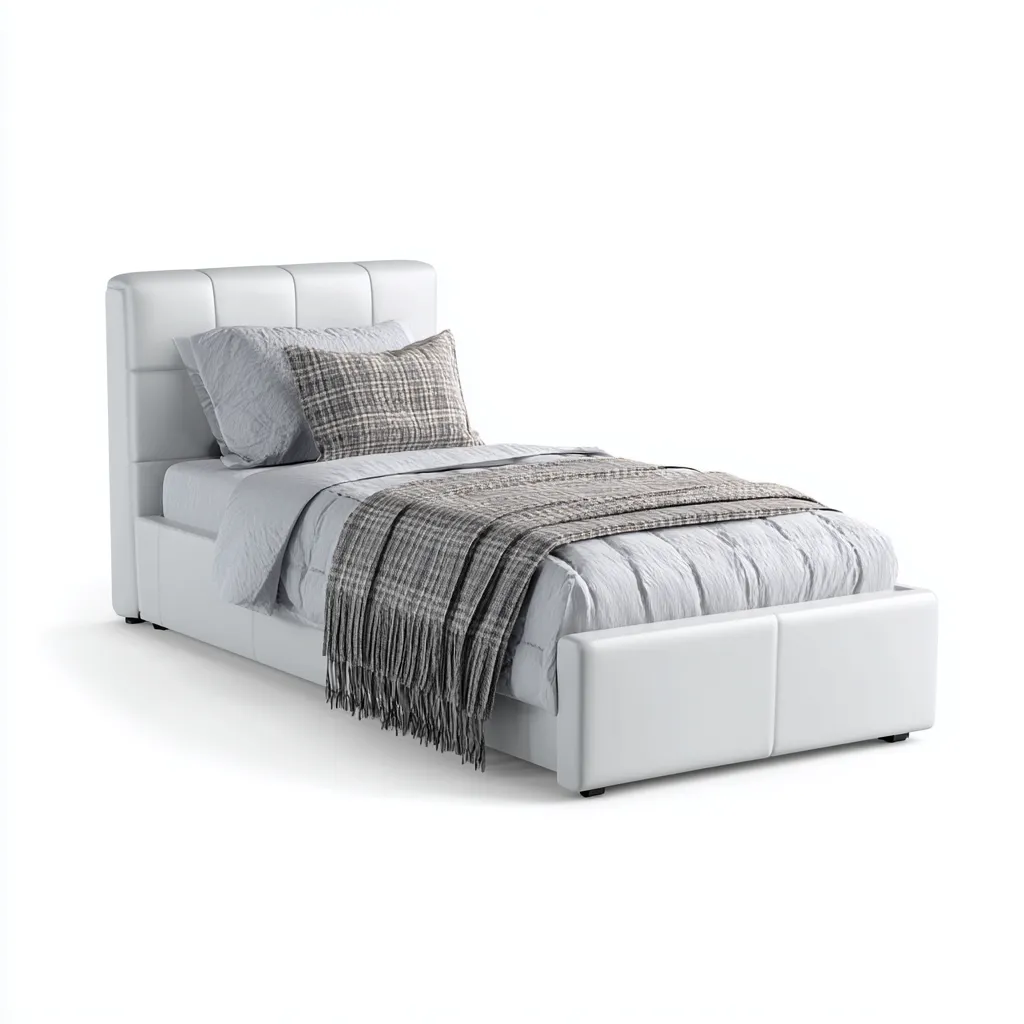 Lit simple rembourré tissu 200x90x95 cm - Blanc - Pour chambre - Style moderne-Licordanest