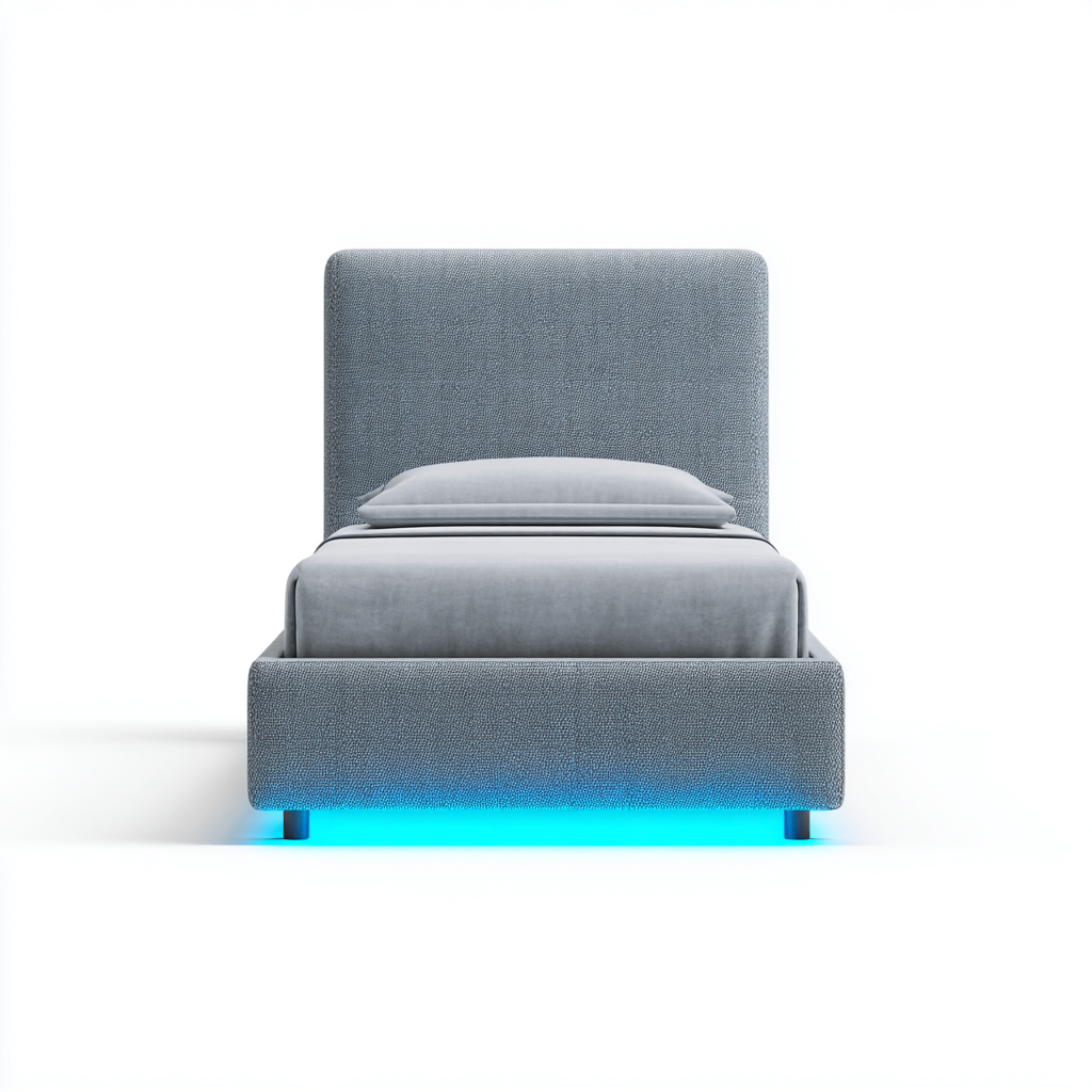 Lit simple tapissé en tissu 200x90x95 cm - Gris clair - Design contemporain pour chambre-Licordanest