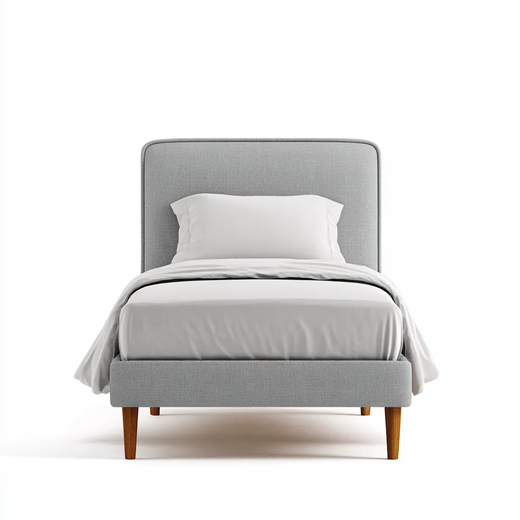 Lit simple structure rembourrée avec tête de lit textile 200x90x95 cm - gris clair - couchage intérieur style contemporain-Licordanest