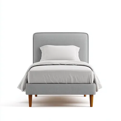 Lit simple structure rembourrée avec tête de lit textile 200x90x95 cm - gris clair - couchage intérieur style contemporain-Licordanest