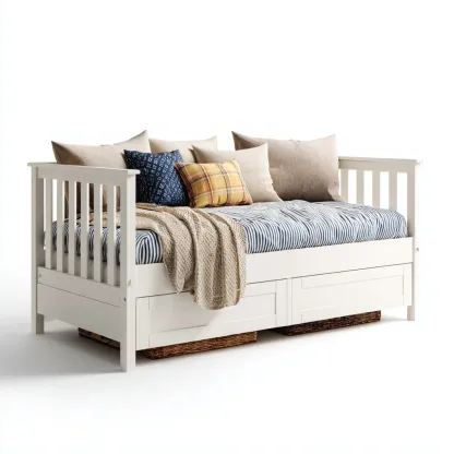 Canapé lit structure bois finition blanche 200x90x85 cm - Blanc - Style scandinave-Licordanest