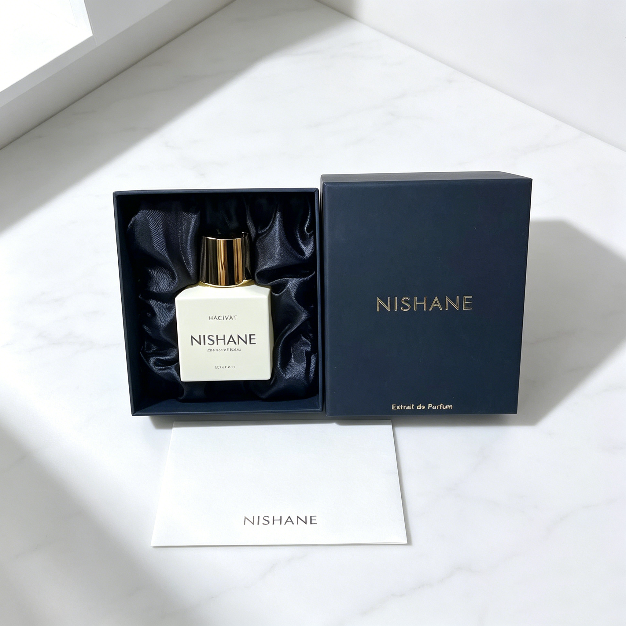 Hacivat by Nishane Premium Extrait de Parfum White Gold Bottle Luxury Satin Gift Box 100ml