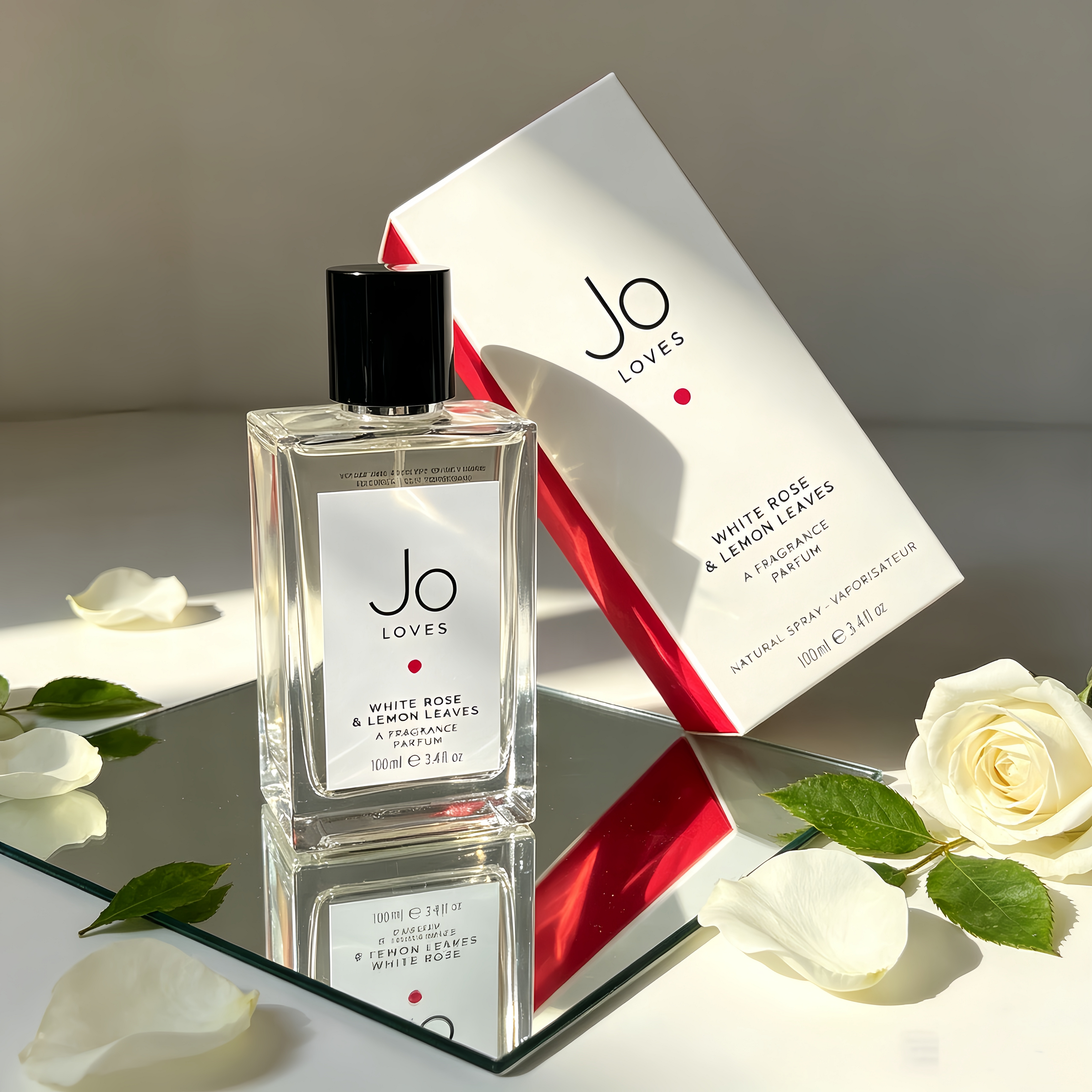 Jo Loves White Rose & Lemon Leaves Eau de Parfum, Fresh Unisex Floral Citrus Perfume 100ml