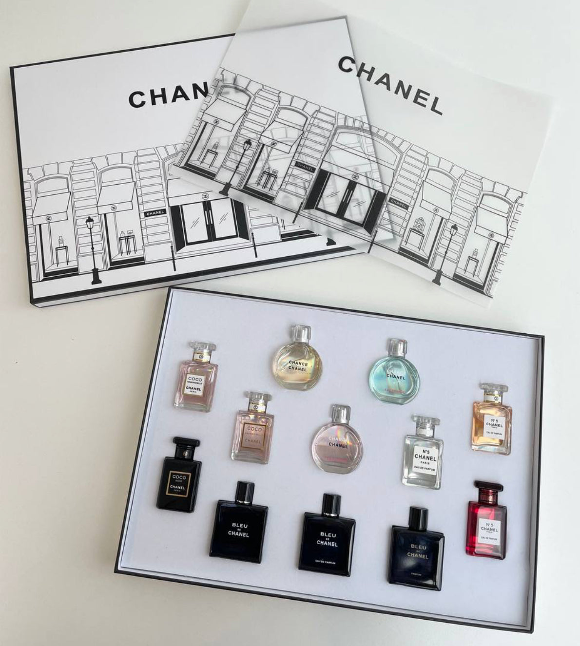 Chanel 12PCS Mini Perfume Gift Set - Bleu de Chanel, Chance, Coco, No.5 Collection