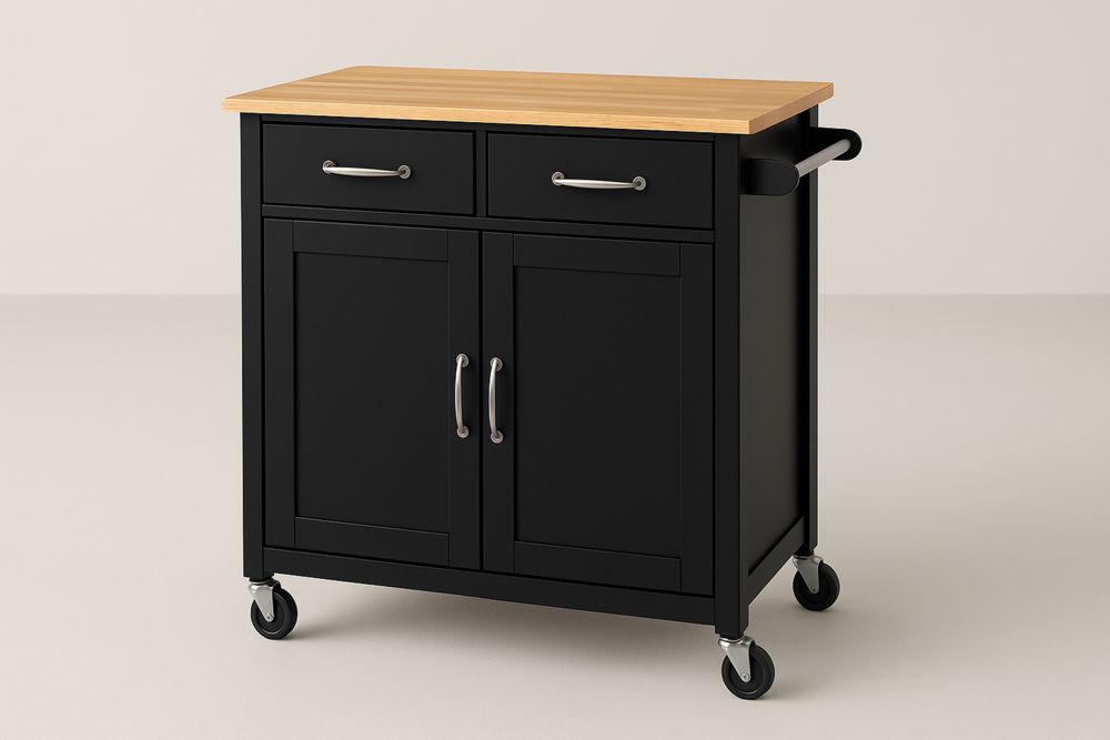 Carrinho de Cozinha MDF e Madeira maciça com Rodas 91x48x93(C×L×A)cm