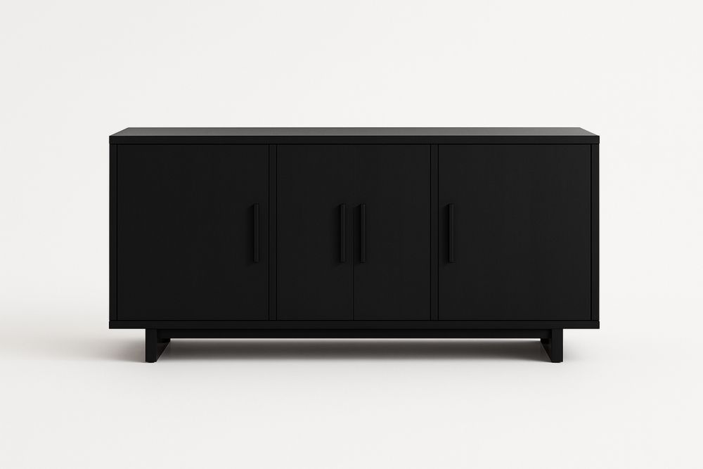 Aparador de MDF Preto com Portas 150x40x85(C×L×A) cm