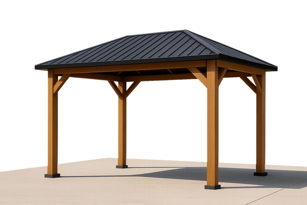 Gazebo de Jardim Aço galvanizado com Madeira maciça 300x400x260(L×C×A)cm