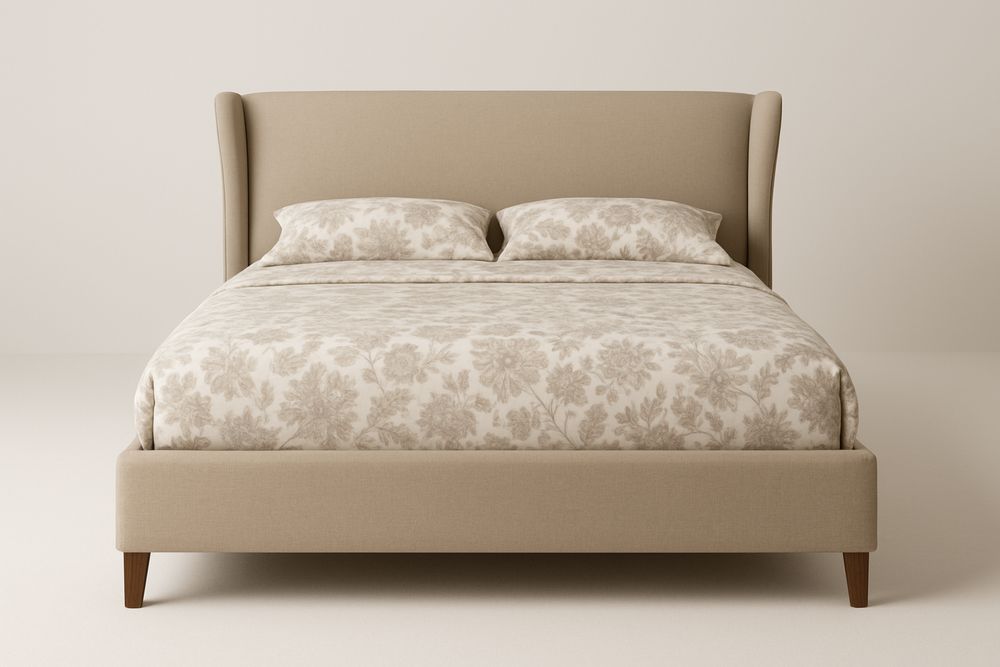 Estrutura de cama de casal em linho com cabeceira acolchoada 200x160(C×L)cm