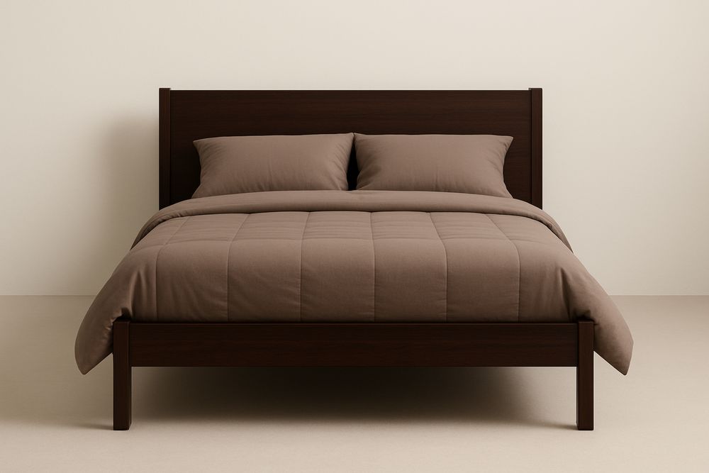 Cama de Madeira Maciça com Colchão e Almofadas Marrom