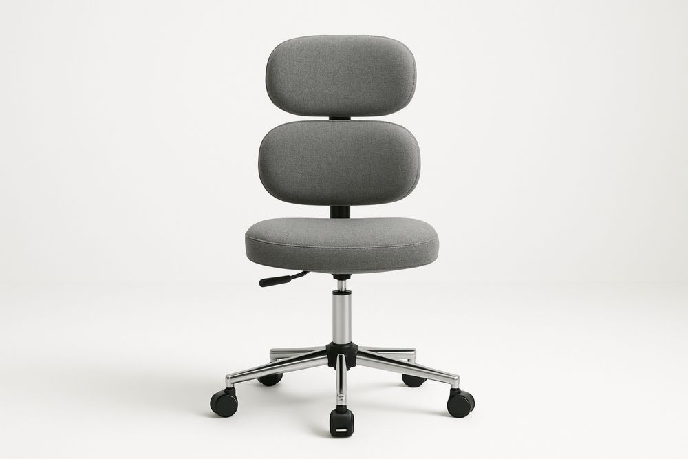 Cadeira de Escritório Giratória Cinza em Tecido  poliéster e Aço