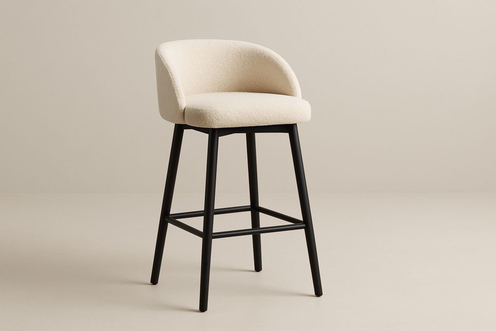 Banqueta de bar Alto Tecido Poliéster Bege Estrutura em Aço