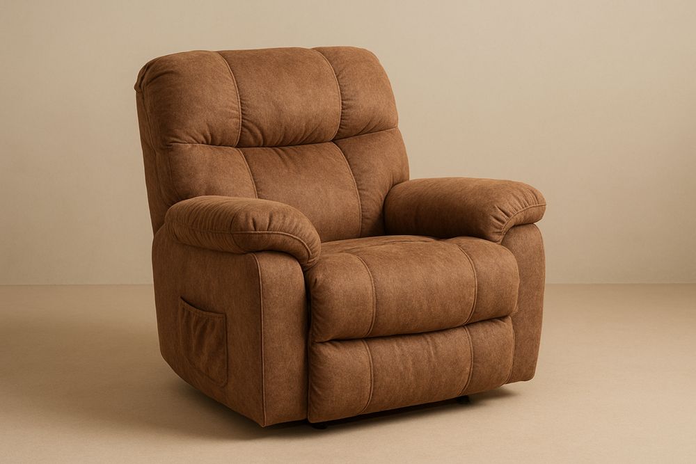 Reclinável Marrom Tecido Microfibra com Acolchoamento Espesso