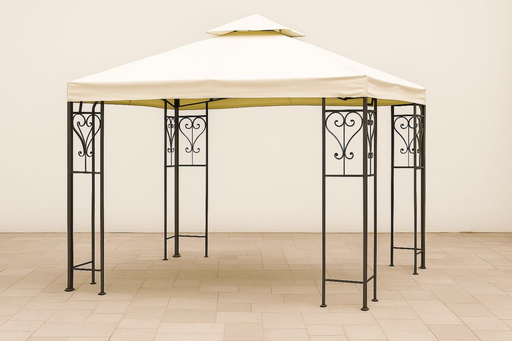 Gazebo de Aço  com Teto em Poliéster Bege 3x3(C×L)m