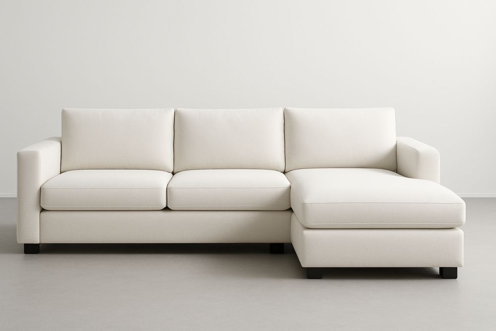 Sofá Seccional de Madeira de carvalho e Poliéster Branco 300x200x85(C×L×A) cm