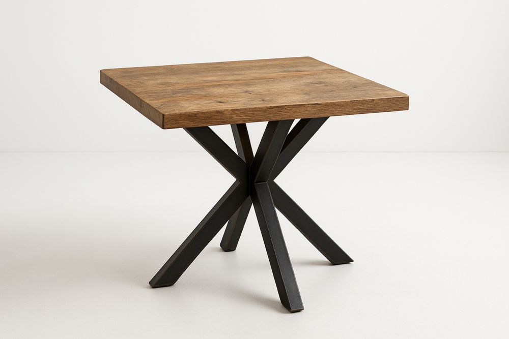 Mesa Quadrada Madeira de carvalho e Aço 80x80x75(C×L×A) cm