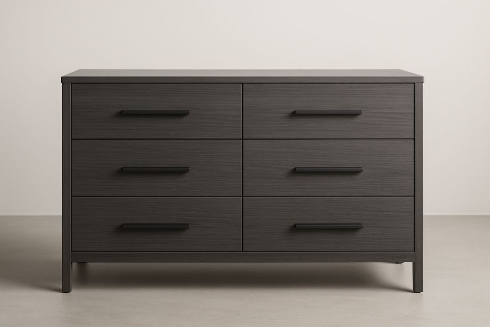 Cômoda de Madeira compensada com 6 Gavetas Cinza