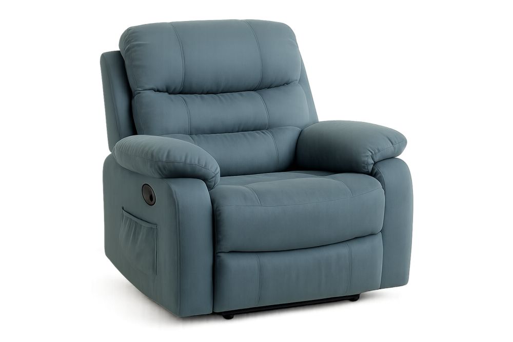 Poltrona Reclinável em Tecido de Poliéster Azul 95x90x105(C×L×A) cm