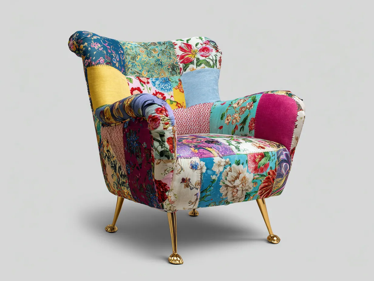 Poltrona in tessuto - Tessuto - 82x80x86 cm - Multicolore - Stile decorativo-Novexmahome