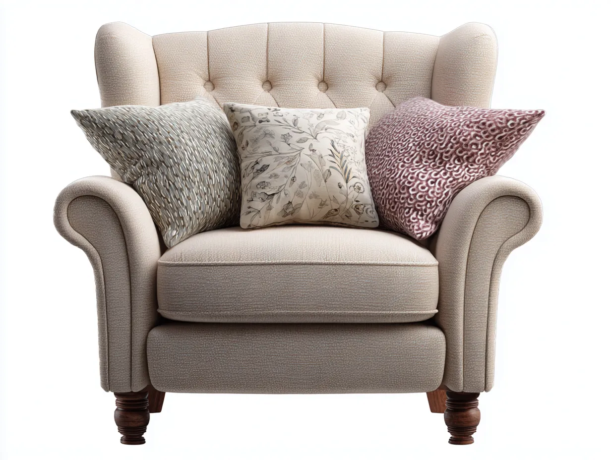 Poltrona - Tessuto-Legno - 90x95x98 cm - Beige - Stile classico-Novexmahome