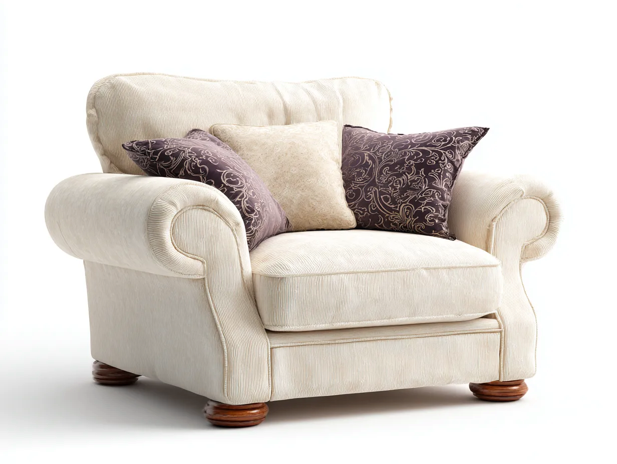 Poltrona - Tessuto-Legno - 92x96x94 cm - Beige - Stile classico-Novexmahome