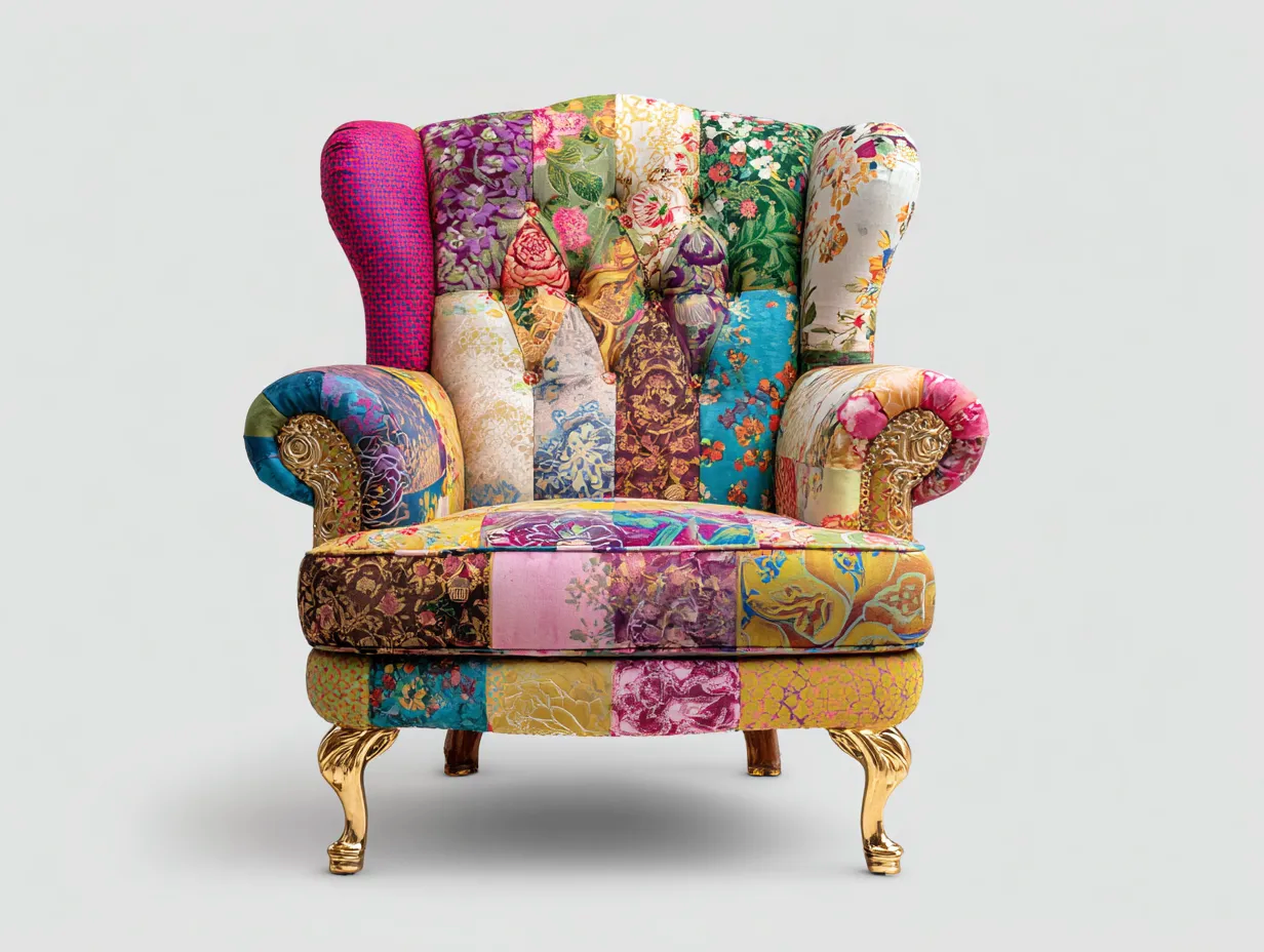 Poltrona-Tessuto-Legno-Metallo-88x92x97 cm-multicolore-design artistico-Novexmahome