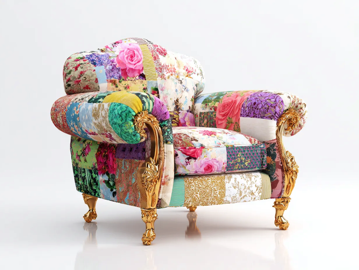 Poltrona-Tessuto-Legno-Metallo-92x96x99 cm-rosa-blu-verde-giallo-design artistico-Novexmahome