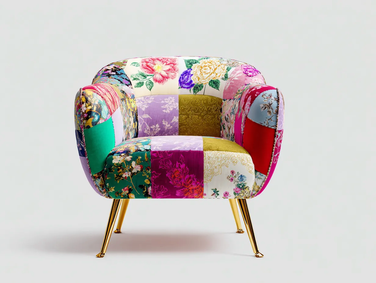 Poltrona in tessuto - Tessuto - 78x76x82 cm - Multicolore - Stile artistico-Novexmahome