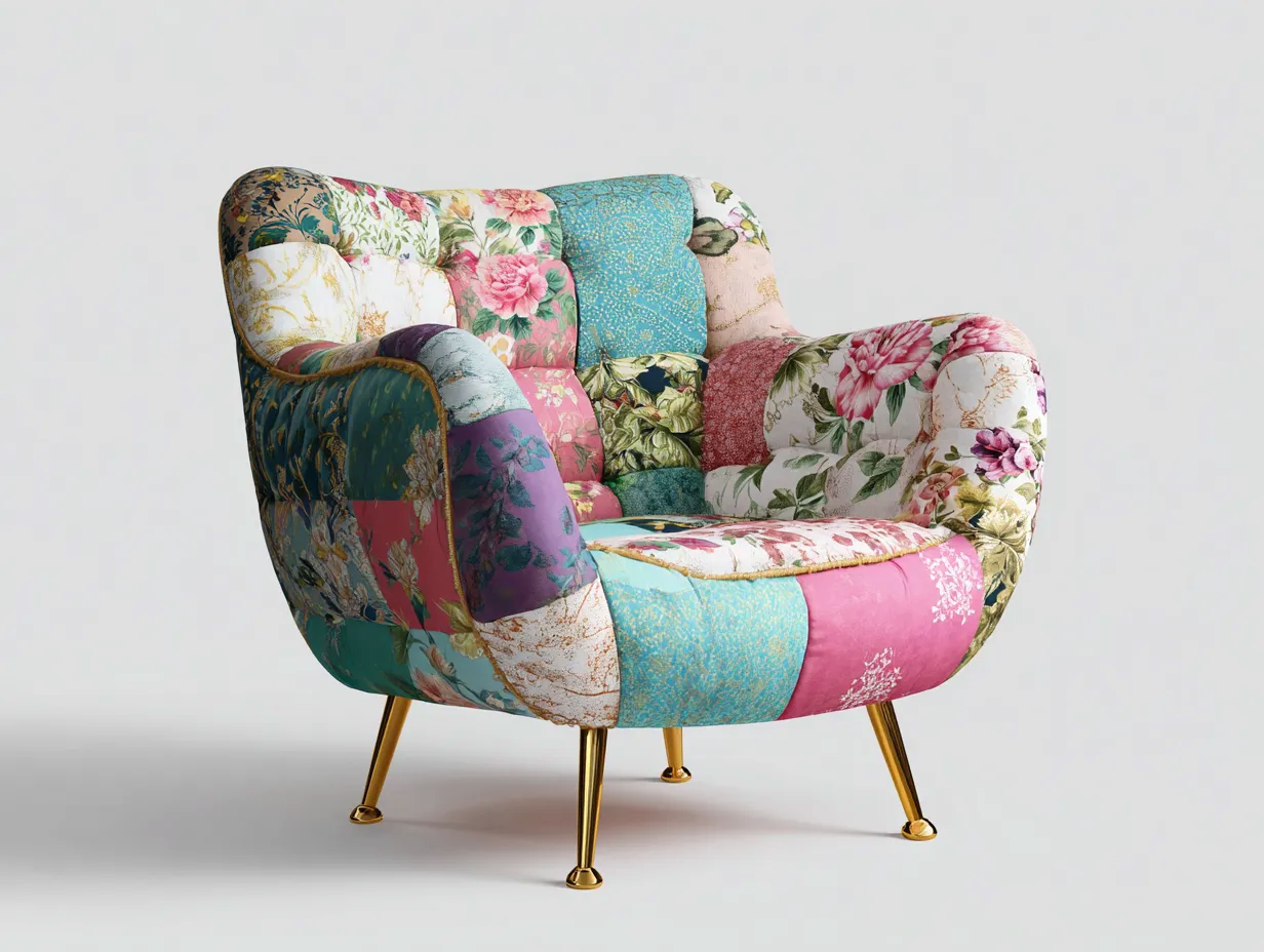 Poltrona in tessuto - Tessuto - 80x78x84 cm - Multicolore - Stile artistico-Novexmahome