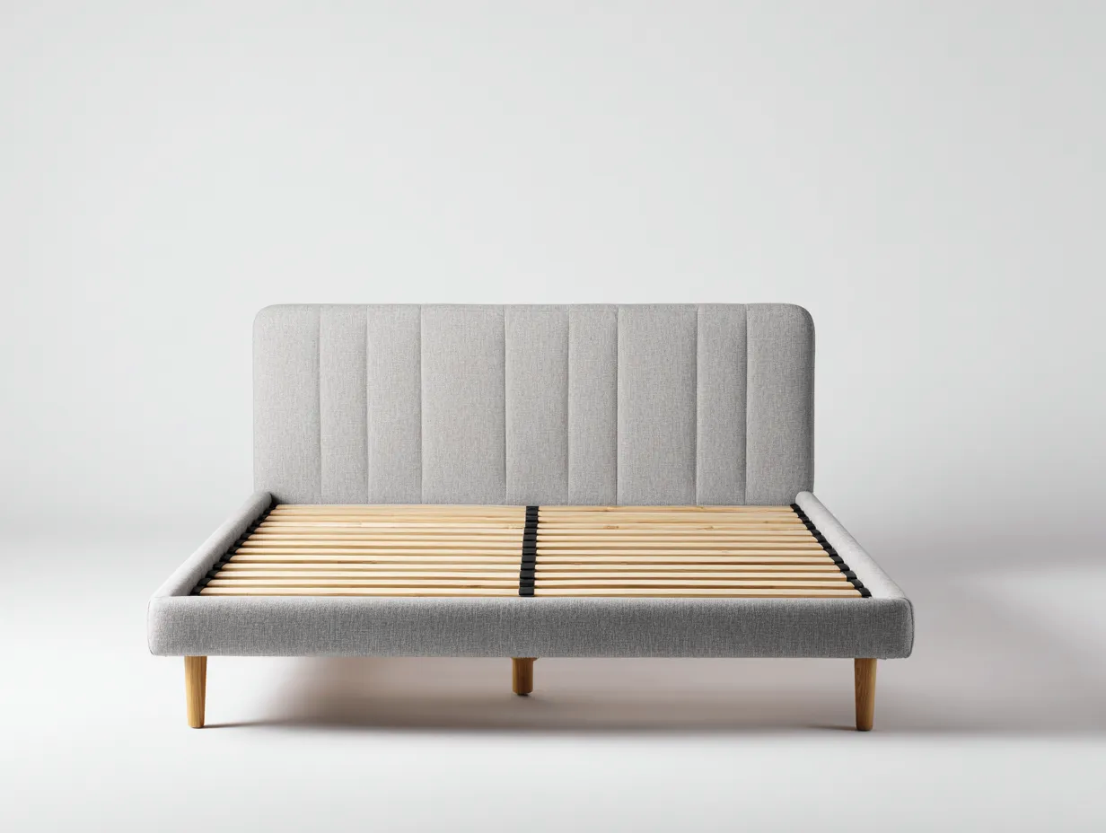 Letto matrimoniale-tessuto-legno-214x170x114 cm-grigio chiaro-design moderno-Novexmahome