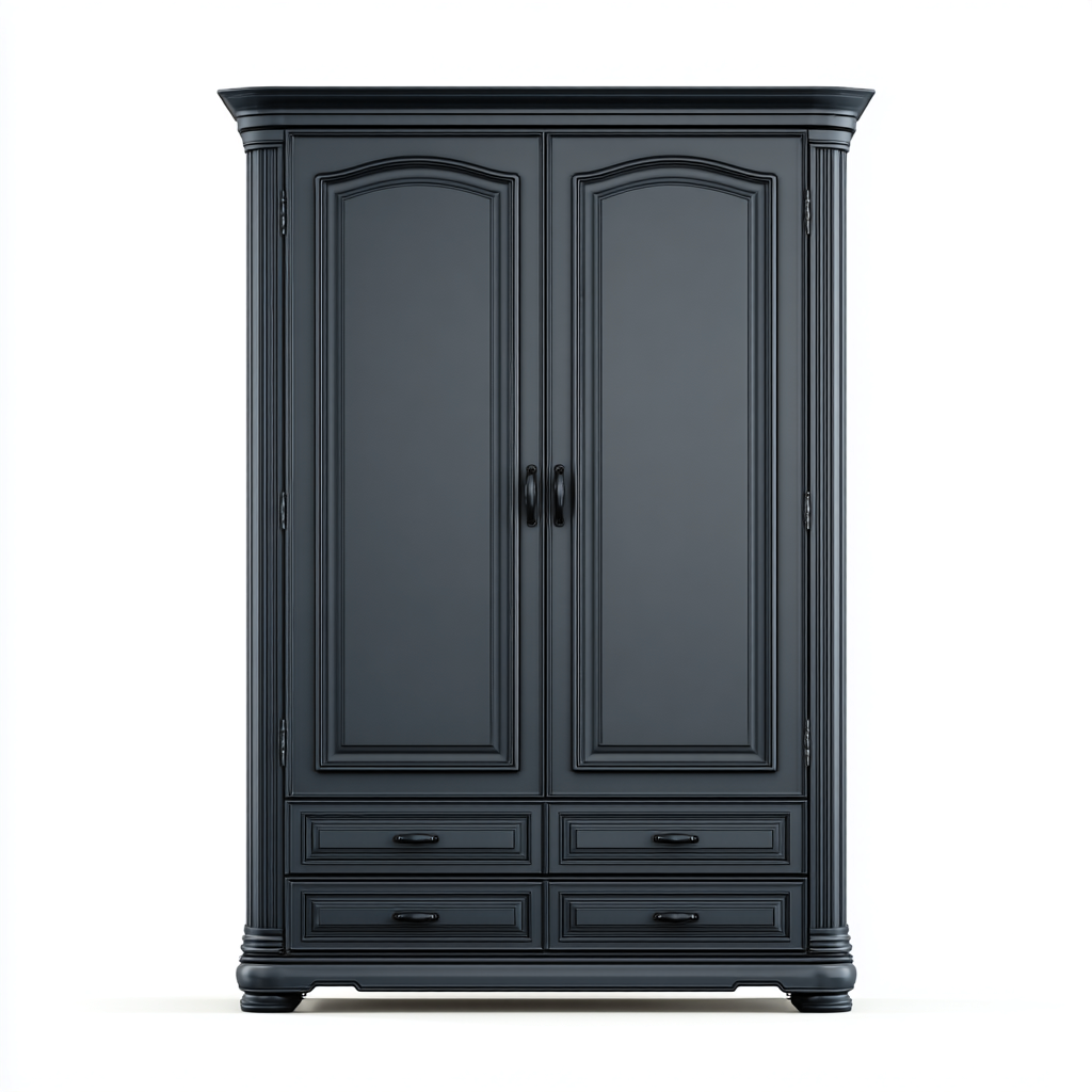 Armoire 2 portes avec tiroirs finition noire 120x60x200 cm - noir - rangement classique-Hacorcasa