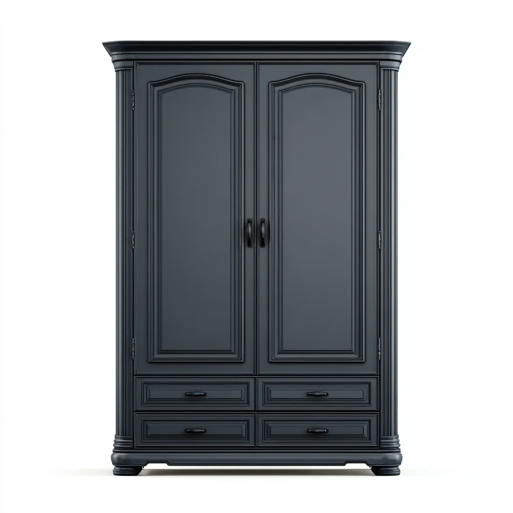 Armoire 2 portes avec tiroirs finition noire 120x60x200 cm - noir - rangement classique-Hacorcasa
