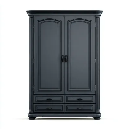 Armoire 2 portes avec tiroirs finition noire 120x60x200 cm - noir - rangement classique-Hacorcasa