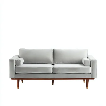 Canapé 2 places tissu 160x90x82 cm gris clair design moderne-Hacorcasa