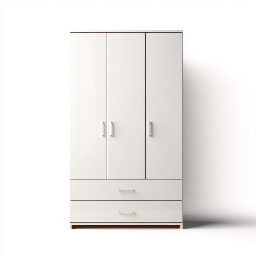 Armoire 3 portes avec tiroirs en bois 135x55x200 cm - blanc - style contemporain-Hacorcasa
