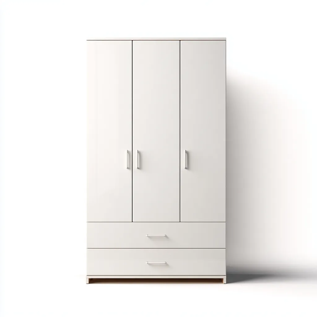 Armoire 3 portes avec tiroirs en bois 135x55x200 cm - blanc - style contemporain-Hacorcasa