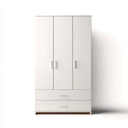 Armoire 3 portes avec tiroirs en bois 135x55x200 cm - blanc - style contemporain-Hacorcasa