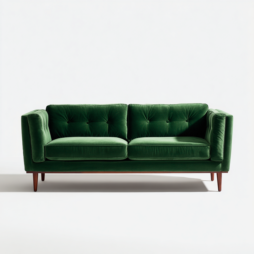 Canapé 2 places revêtement velours et structure bois 190x88x80 cm - Vert - Style contemporain-Hacorcasa