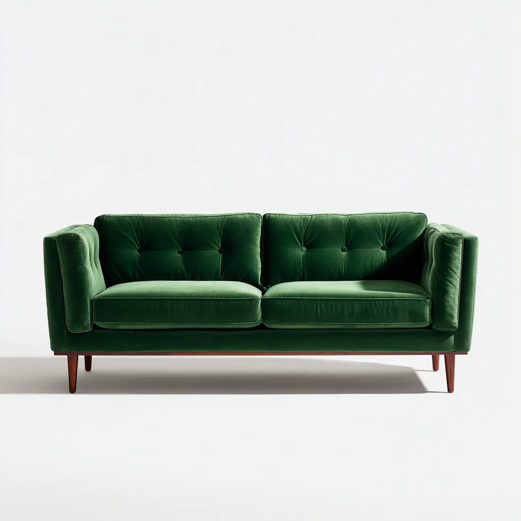 Canapé 2 places revêtement velours et structure bois 190x88x80 cm - Vert - Style contemporain-Hacorcasa