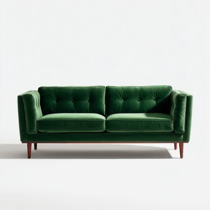 Canapé 2 places revêtement velours et structure bois 190x88x80 cm - Vert - Style contemporain-Hacorcasa