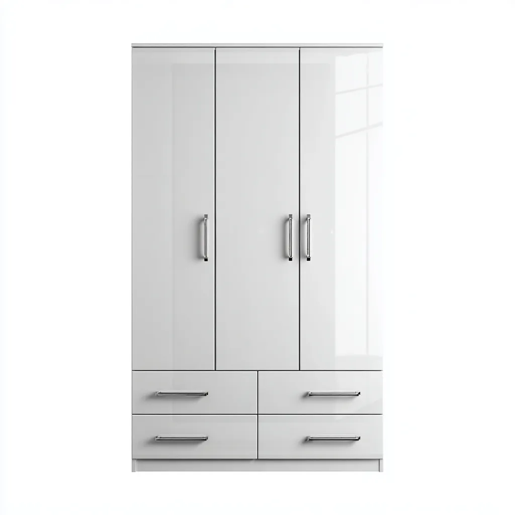 Armoire 3 portes finition laquée brillante avec tiroirs 180x55x200 cm - Blanc - Style moderne-Hacorcasa