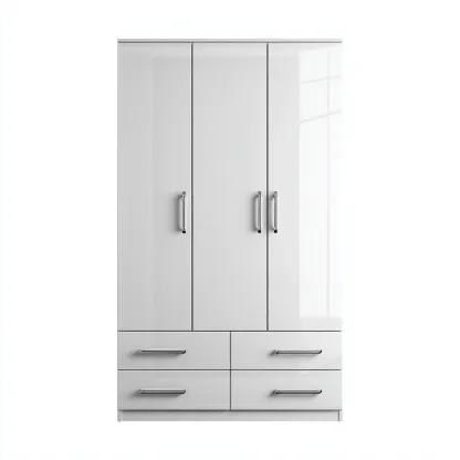 Armoire 3 portes finition laquée brillante avec tiroirs 180x55x200 cm - Blanc - Style moderne-Hacorcasa