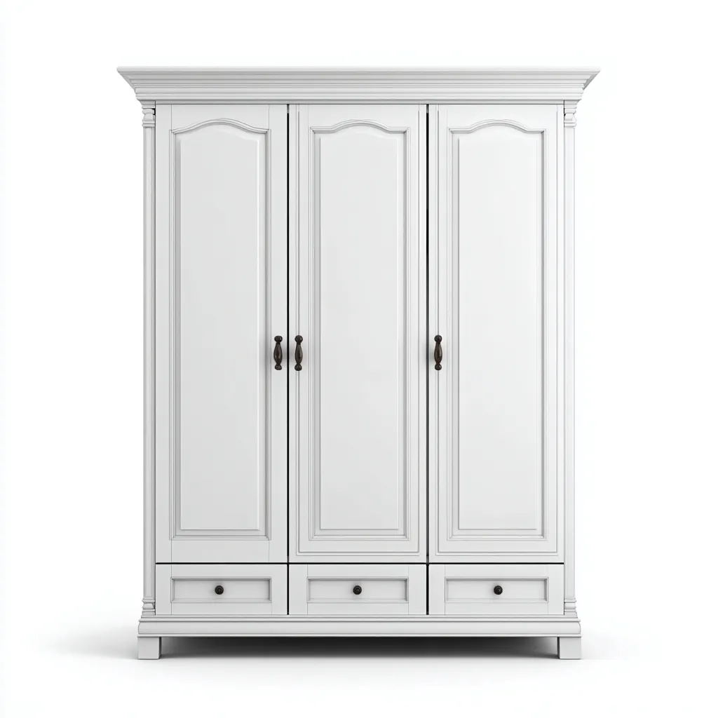 Armoire 3 portes avec tiroirs finition blanche 185x60x210 cm - blanc - rangement classique-Hacorcasa
