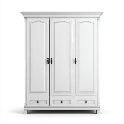 Armoire 3 portes avec tiroirs finition blanche 185x60x210 cm - blanc - rangement classique-Hacorcasa