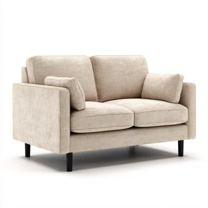 Canapé 2 places tissu 150x85x80 cm beige design contemporain-Hacorcasa