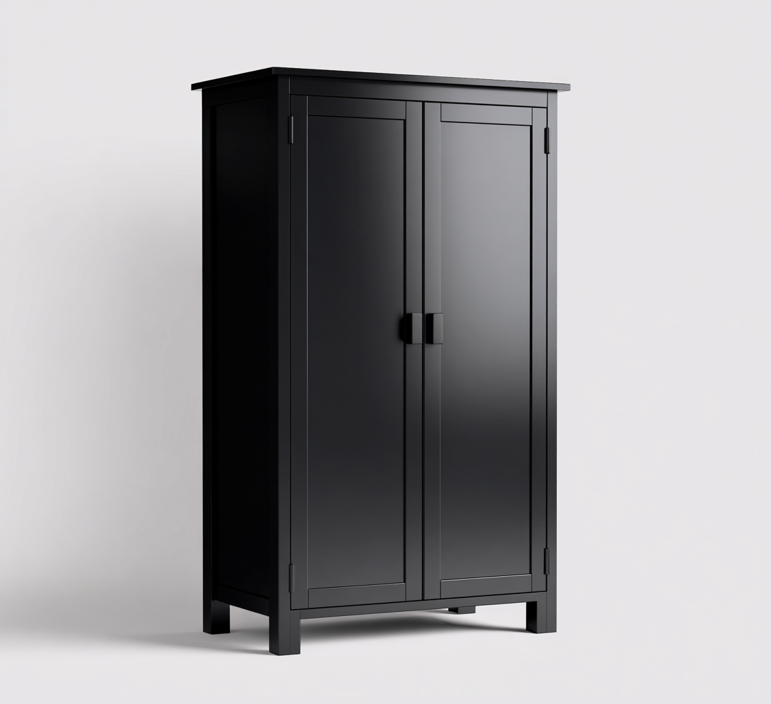 Armoire 2 portes bois 80x55x190 cm - Noir - Pour chambre - Style contemporain-Hacorcasa