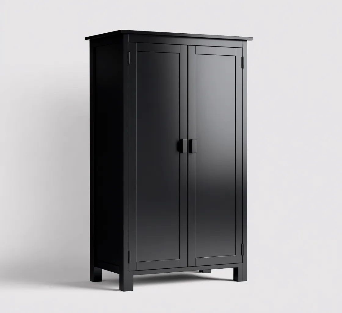 Armoire 2 portes bois 80x55x190 cm - Noir - Pour chambre - Style contemporain-Hacorcasa