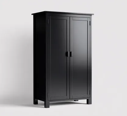 Armoire 2 portes bois 80x55x190 cm - Noir - Pour chambre - Style contemporain-Hacorcasa